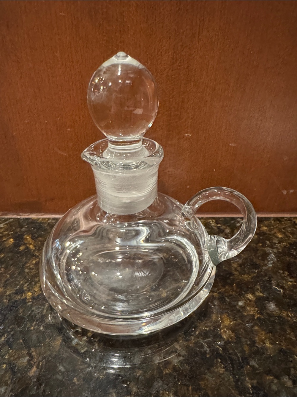Clear Glass Oil Cruet with Stopper and Handle